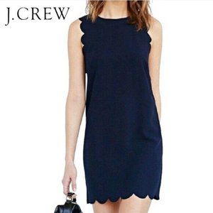 J. Crew Sleeveless Navy Dress Scalloped Size 0